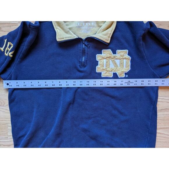Mens UNIVERSITY OF NOTRE DAME Quarter Zip Blue Sweatshirt Size M FIGHTING IRISH - Picture 5 of 7